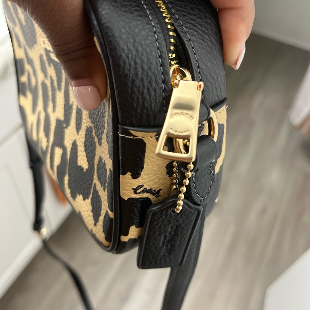 Coach Leopard Print Crossbody Bag with Black Accents